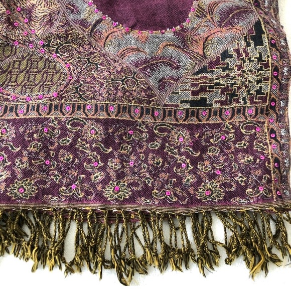 EUC pashmina shawl with payettes, large - Picture 3 of 5
